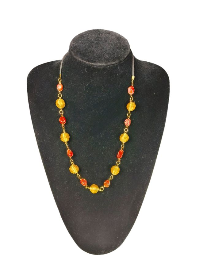 COLLANA AUREA CON CORNIOLA - CAPIM DOURADO CM 38 CON SCATOLA