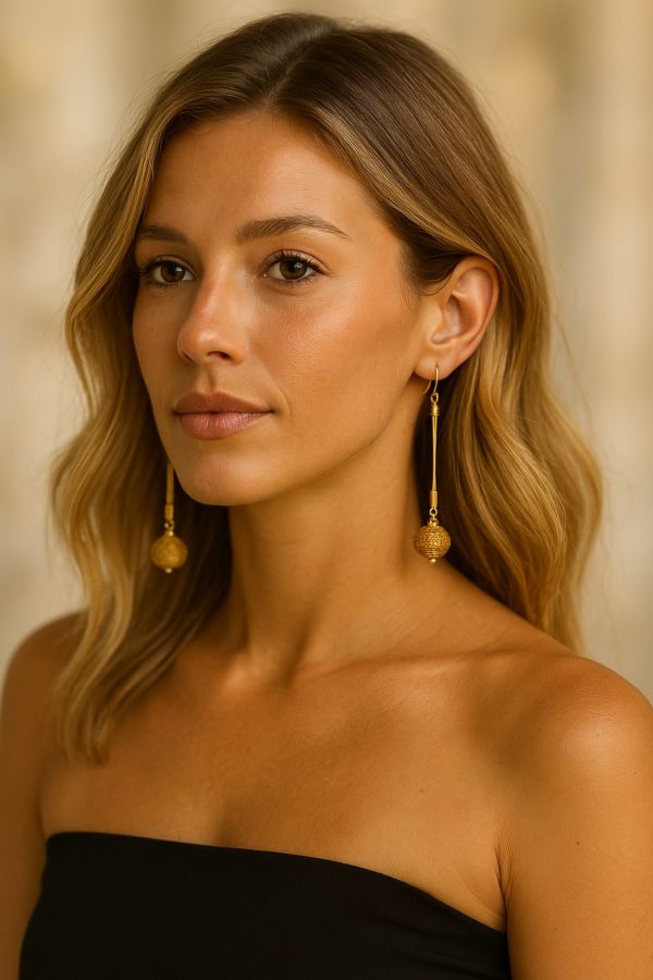 ORECCHINI AUREA - CAPIM DOURADO CON SFERA CM 8 CON SCATOLA