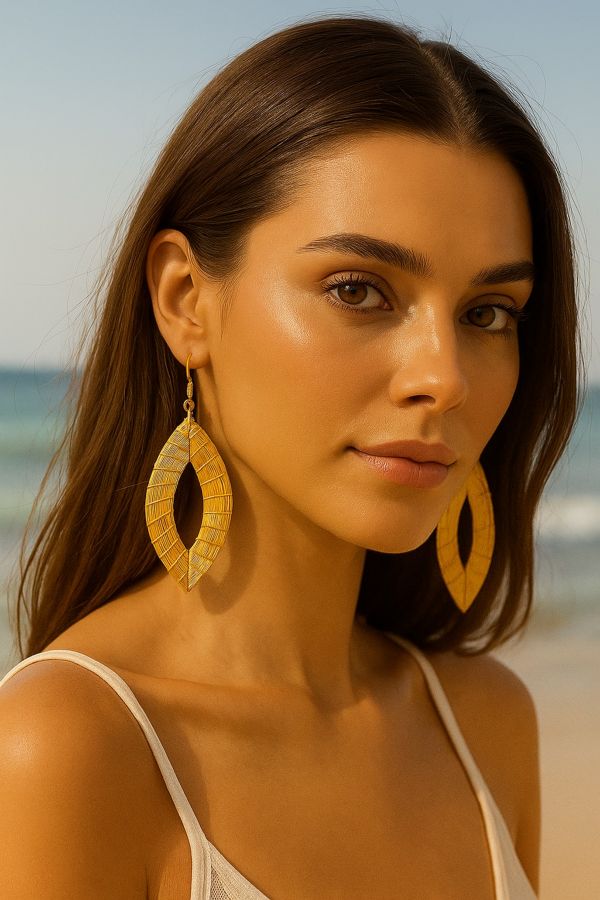 ORECCHINI AUREA - CAPIM DOURADO FOGLIA CM 5X2,5 CON SCATOLA