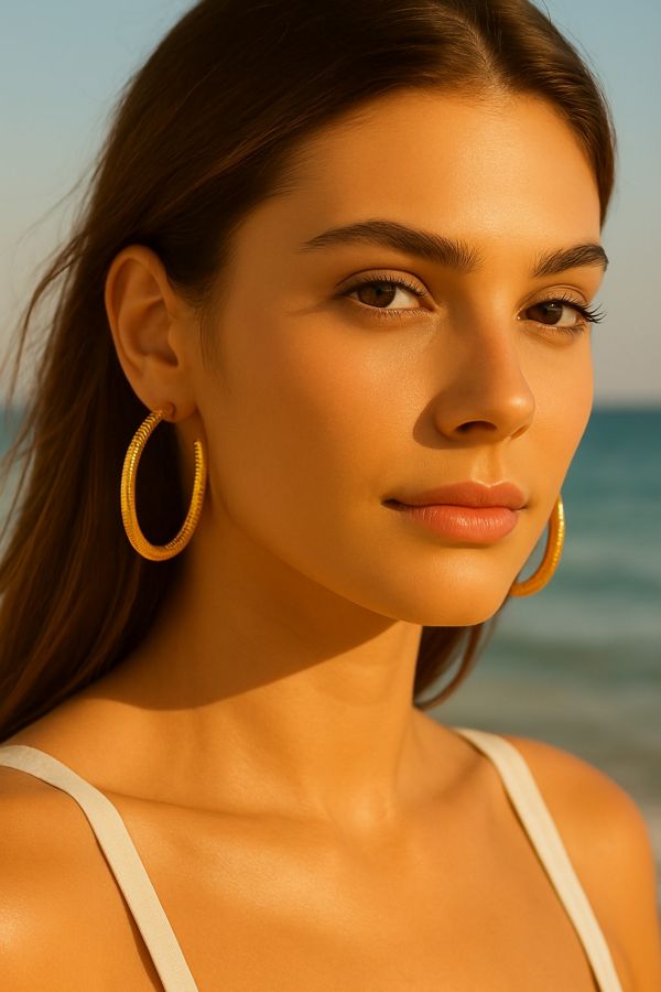 ORECCHINI AUREA - CAPIM DOURADO CERCHIO RIGIDO CM 5 CON SCATOLA