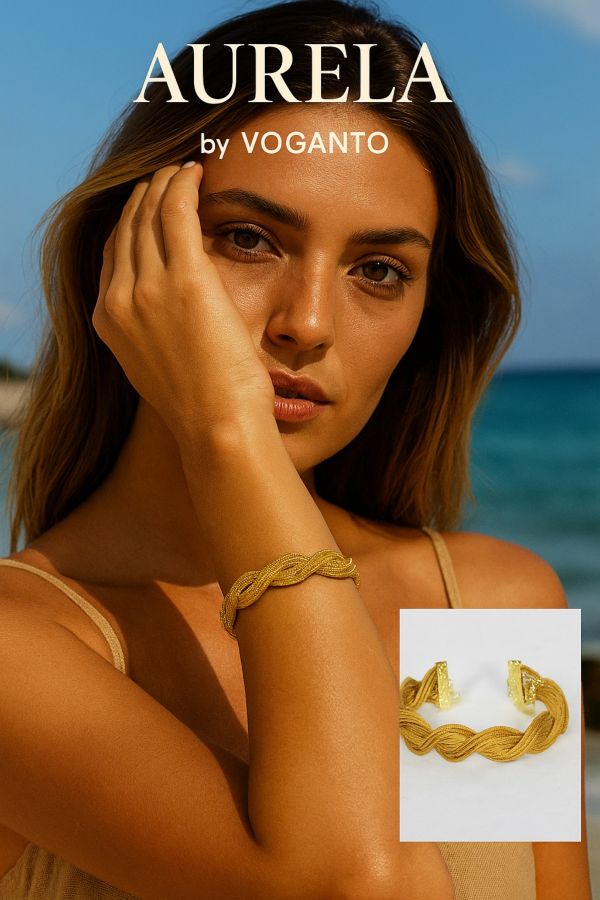 BRACCIALE AUREA INTRECCIO CON FASCIA - CAPIM DOURADO CM 17X2,5 CON SCATOLA E