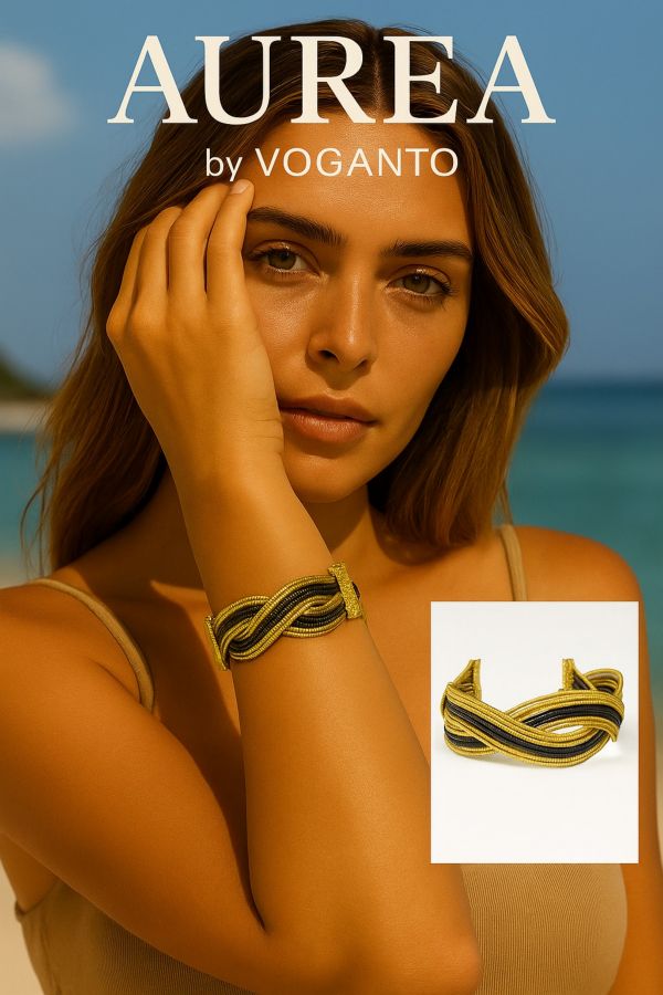 BRACCIALE AUREA FASCIA BICOLOR - CAPIM DOURADO CM 18X2,5 CON SCATOLA E