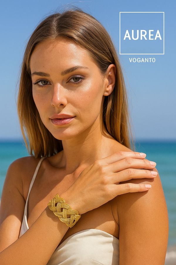 BRACCIALE AUREA - CAPIM DOURADO INTRECCIO 4 FILI CM 21X3,5 CON SCATOLA