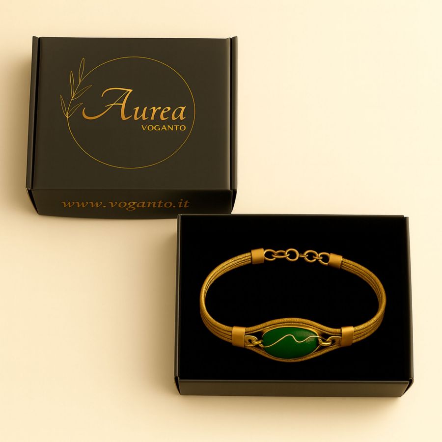 BRACCIALE AUREA - CAPIM DOURADO AVVENTURINA VERDE - CM 16X0,50 CON SCATOLA
