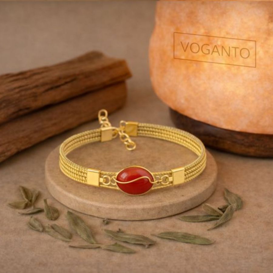 BRACCIALE AUREA - CAPIM DOURADO CON CORNIOLA CENTRALE CON SCATOLA