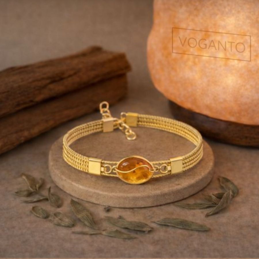 BRACCIALE AUREA - CAPIM DOURADO CON CITRINO CENTRALE CON SCATOLA