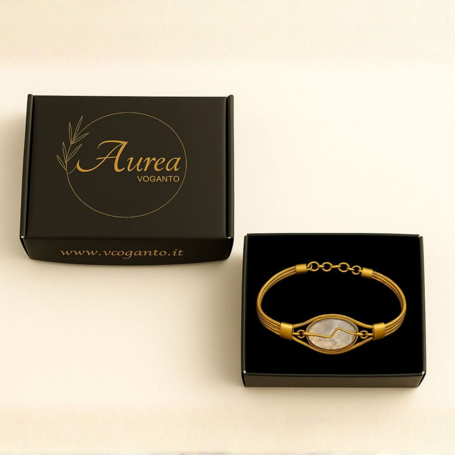 BRACCIALE AUREA - CAPIM DOURADO CRISTALLO DI ROCCA - CM 16X0,50 CON SCATOLA