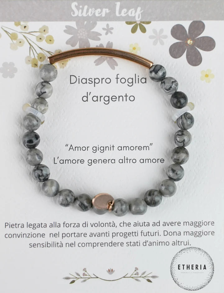Bracciali Pietre della Filosofia diaspro foglia d'argento