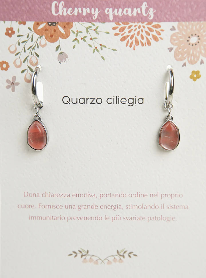 Orecchini Pietre dell'Anima quarzo ciliegia