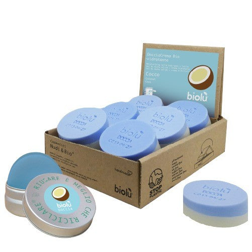 DOCCIACREMA SOLIDO COCCO BIO 55g + LATTA PORTA SOLIDI