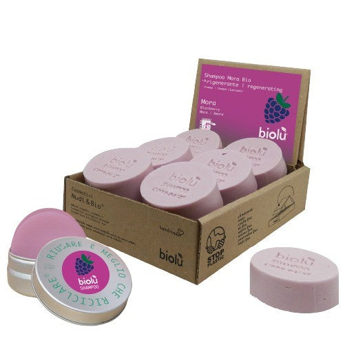 SHAMPOO SOLIDO MORA BIO RIGENERANTE 55g + LATTA PORTA SOLIDI