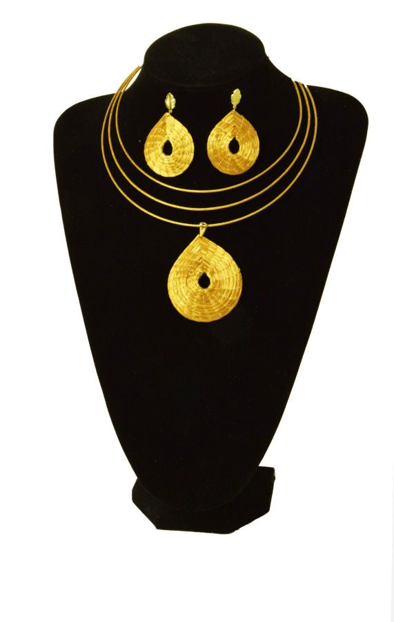COLLANA + ORECCHINI AUREA - CAPIM DOURADO MANDALA GOCCIA CM 20X17 CON SCATOLA E