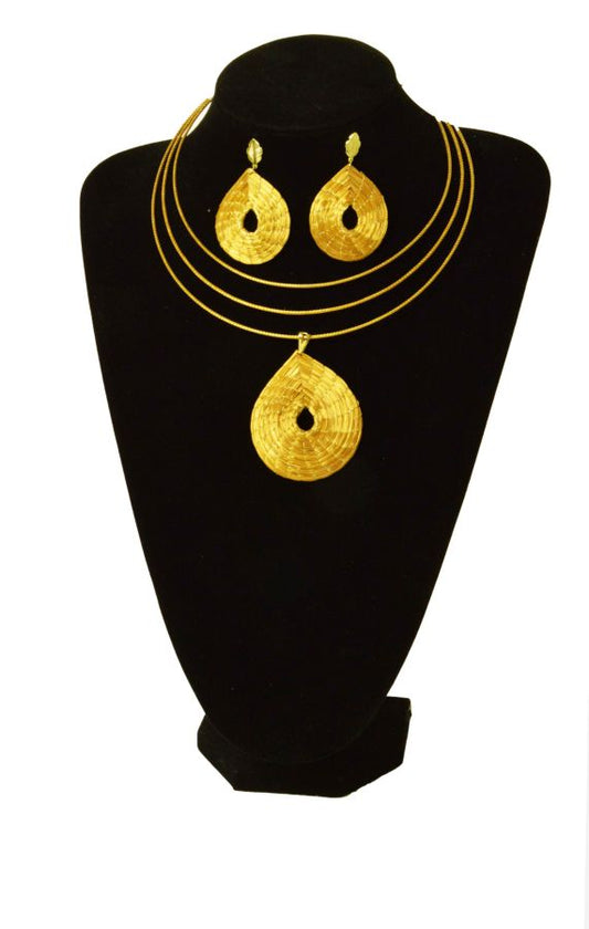 COLLANA + ORECCHINI AUREA - CAPIM DOURADO MANDALA GOCCIA CM 20X17 CON SCATOLA E