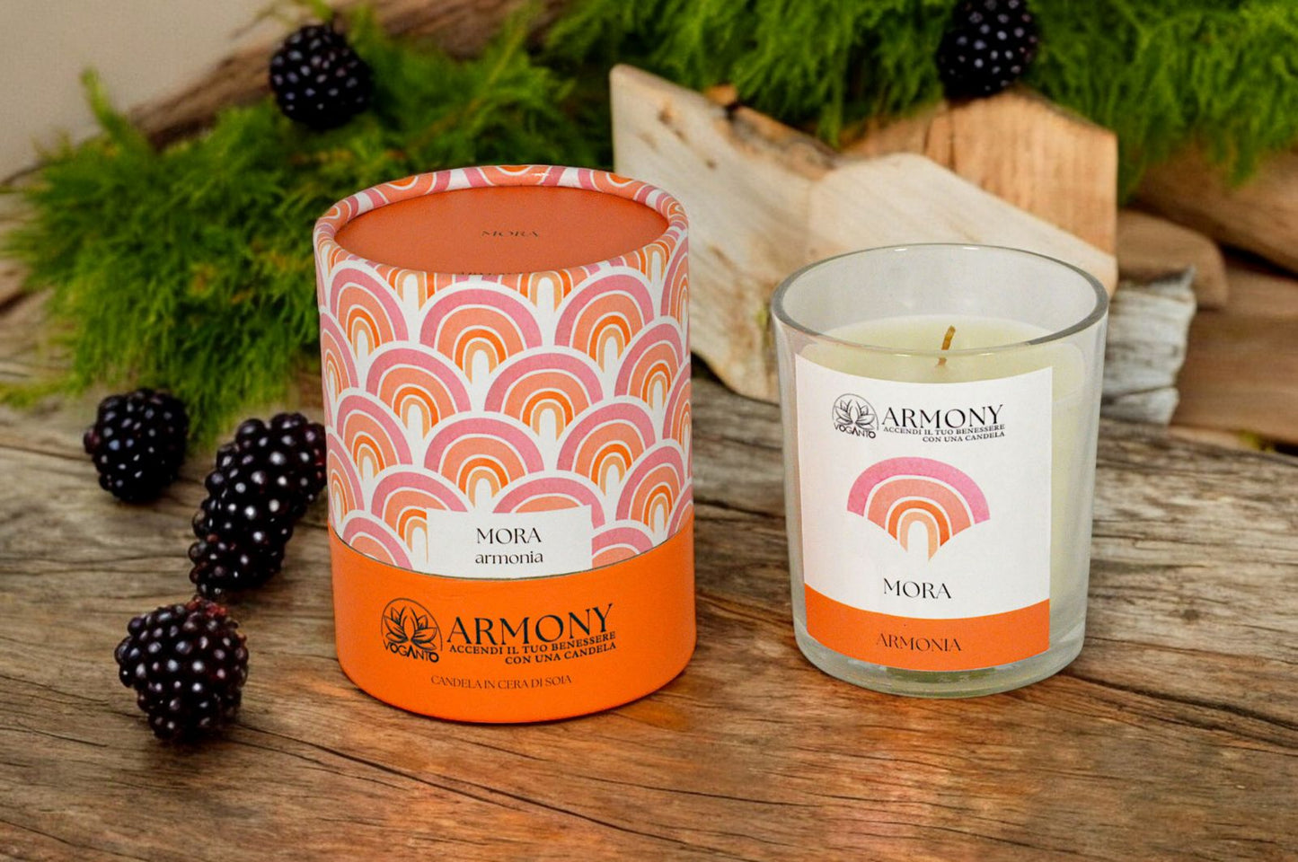 CANDELA IN CERA DI SOIA ARMONY - ARMONIA - MORA GR 200 C