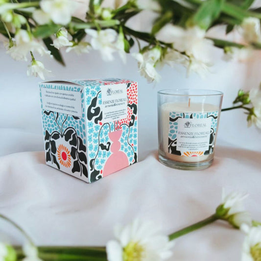 CANDELA IN CERA DI SOIA FLOREAL - ARMONIA & BENESSERE -ESSENZE FLOREALI GR 200 C