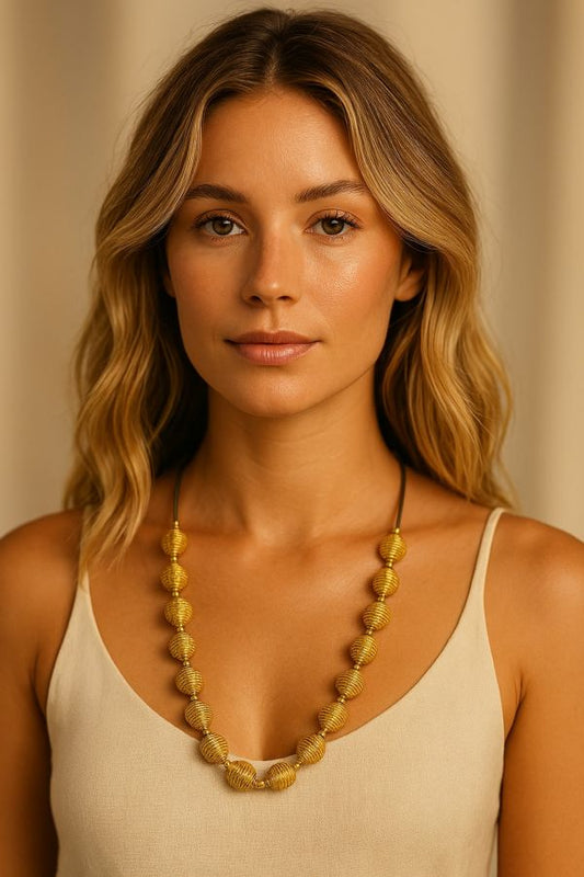 COLLANA AUREA - CAPIM DOURADO CON SFERE CM 55 CON SCATOLA