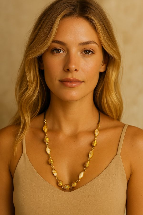 COLLANA AUREA CON CITRINO - CAPIM DOURADO CM 38 CON SCATOLA