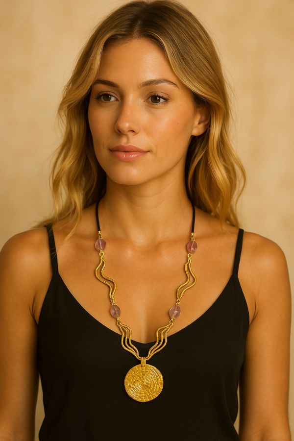 COLLANA AUREA CON AMETISTA - CAPIM DOURADO MANDALA CM 4 CON SCATOLA