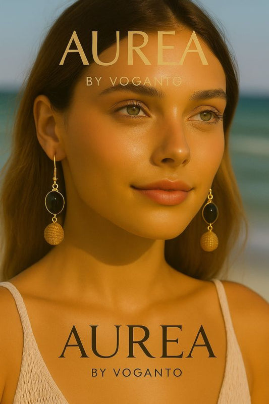 ORECCHINI AUREA TORMALINA CON SFERA DI CAPIM DOURADO CM 5,5 CON SCATOLA C