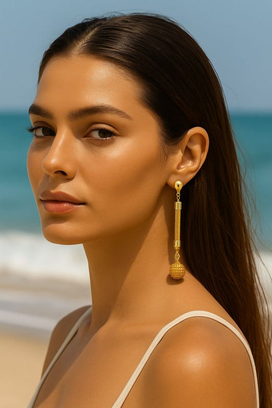 ORECCHINI AUREA - CAPIM DOURADO SFERA CM 8 CON SCATOLA