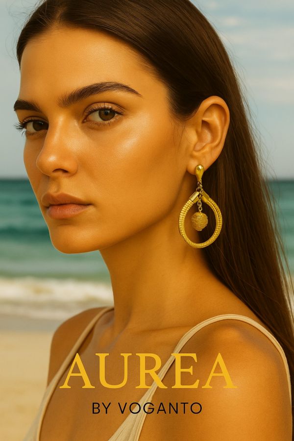 ORECCHINI AUREA - CAPIM DOURADO CERCHIO CON SFERA CON SCATOLA