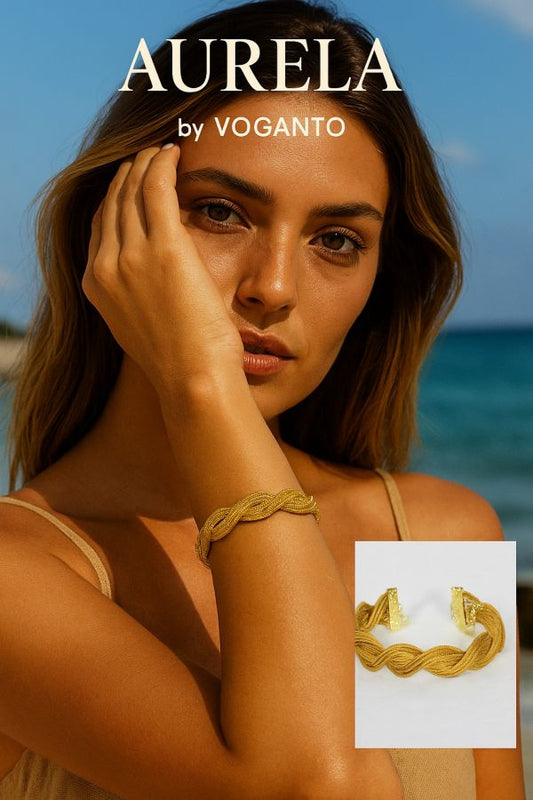 BRACCIALE AUREA INTRECCIO CON FASCIA - CAPIM DOURADO CM 17X2,5 CON SCATOLA E