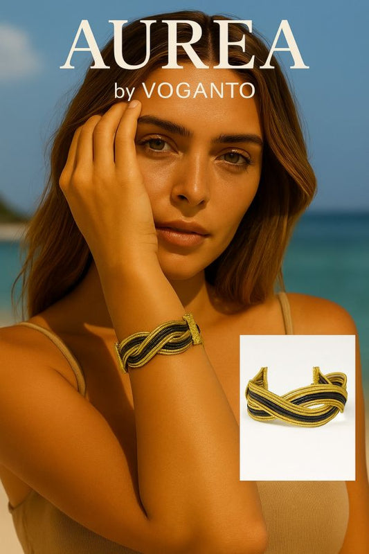 BRACCIALE AUREA FASCIA BICOLOR - CAPIM DOURADO CM 18X2,5 CON SCATOLA E