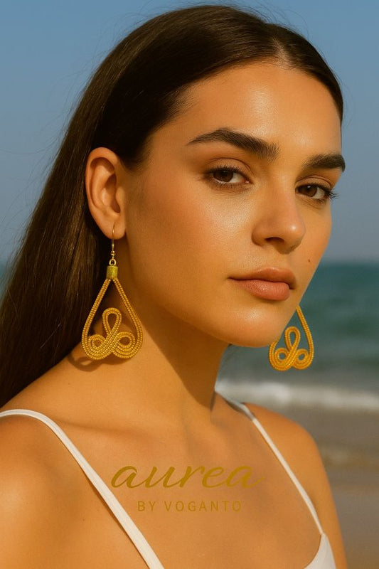 ORECCHINI AUREA - CAPIM DOURADO FIORE DI LOTO CM 6X3 CON SCATOLA