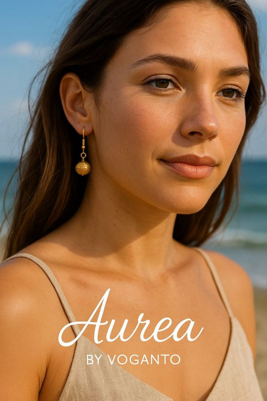 ORECCHINI AUREA ORO VEGETALE - CAPIM DOURADO SFERA CON SCATOLA