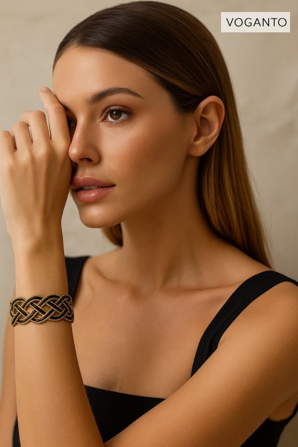 BRACCIALE AUREA INTRECCIO BICOLOR - CAPIM DOURADO CM 18X3 CON SCATOLA