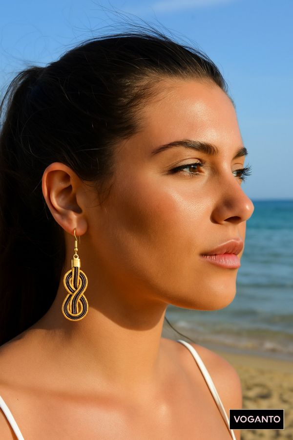 ORECCHINI AUREA - CAPIM DOURADO INFINITO NERO CM 5X2 CON SCATOLA