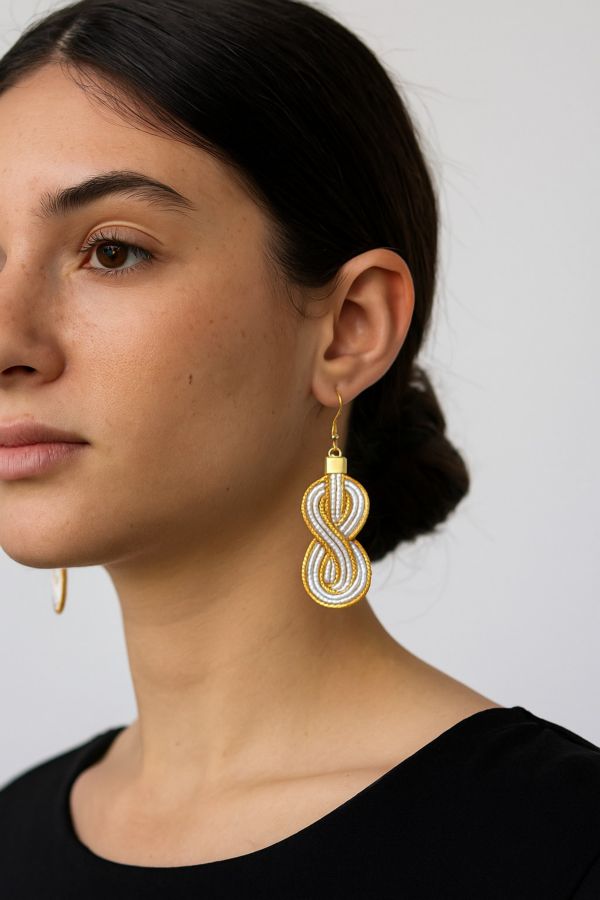 ORECCHINI AUREA - CAPIM DOURADO INFINITO BIANCO CM 7X2 CON SCATOLA