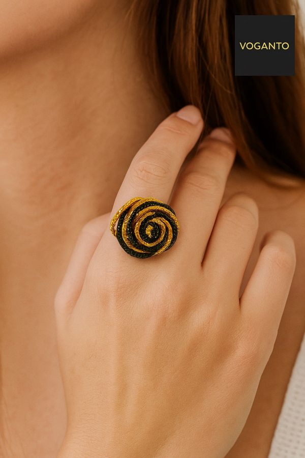 ANELLO AUREA - CAPIM DOURADO CM3X2 BLACK/GOLD CON SCATOLA C