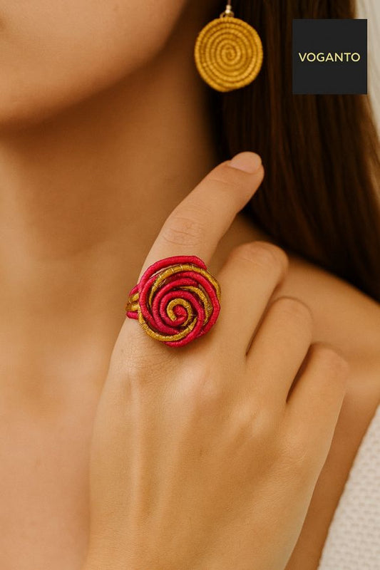 ANELLO AUREA-CAPIM DOURADO CM 3X2 RED/GOLD CON SCATOLA C