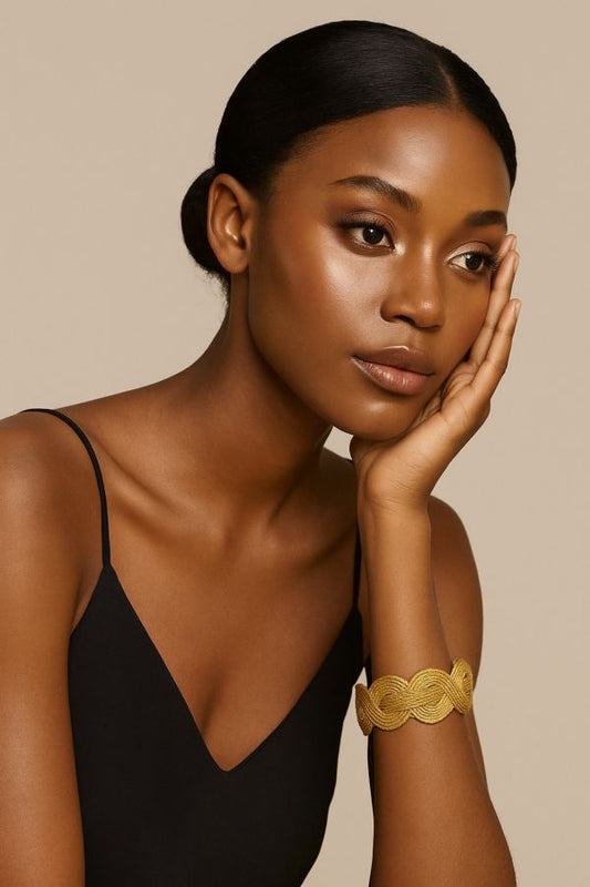 BRACCIALE AUREA - CAPIM DOURADO FASCIA CON INTRECCIO CM 21X3,5 CON SCATOLA E