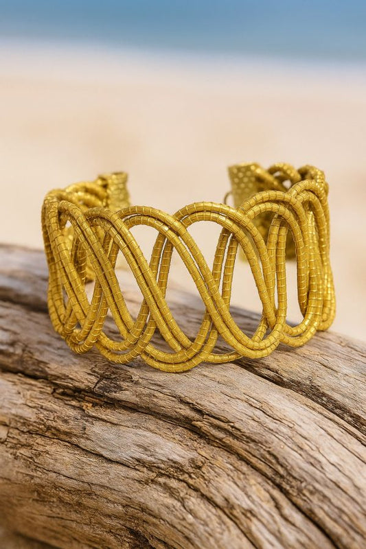 BRACCIALE AUREA IN ORO VEGETALE INTRECCIO - CAPIM DOURADO CM 21X3