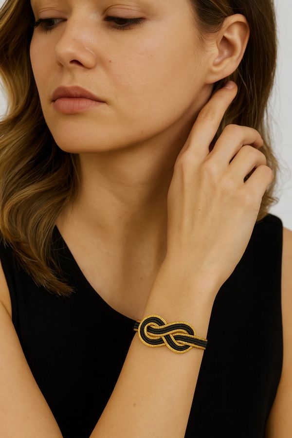 BRACCIALE AUREA - CAPIM DOURADO INFINITO NERO CM Ø5,5X2 CON SCATOLA E