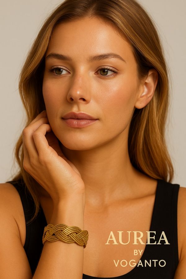 BRACCIALE AUREA - CAPIM DOURADO FASCIA DOPPIA 5 FILI CM 18X2,5 CON SCATOLA E