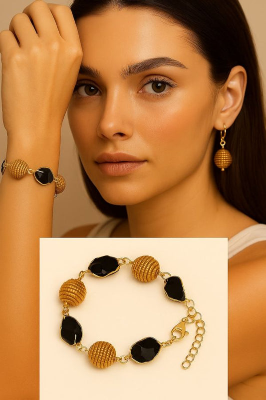 BRACCIALE AUREA TORMALINA E SFERE DI CAPIM DOURADO CM 18 CON SCATOLA C