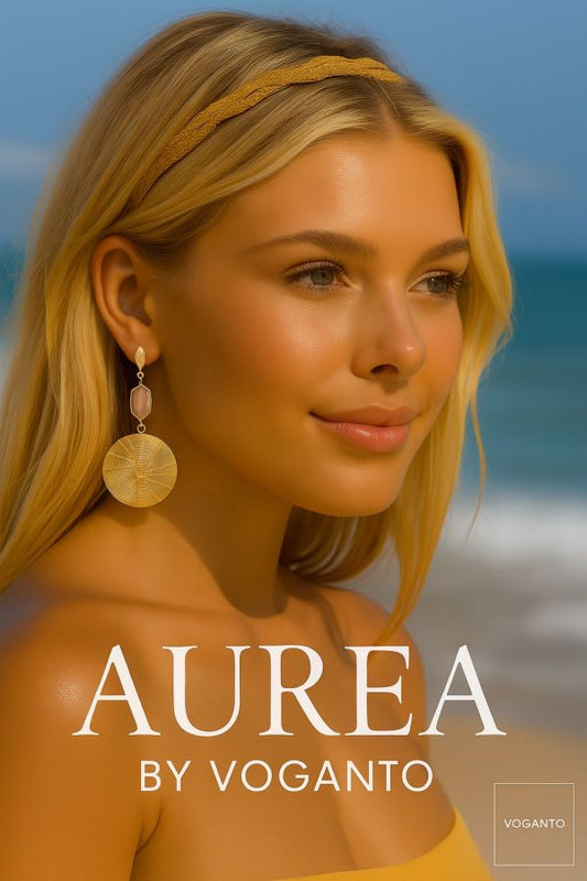 ORECCHINI AUREA IN ORO VEGETALE TONDI QUARZO ROSA CM H6X3 CON SCATOLA