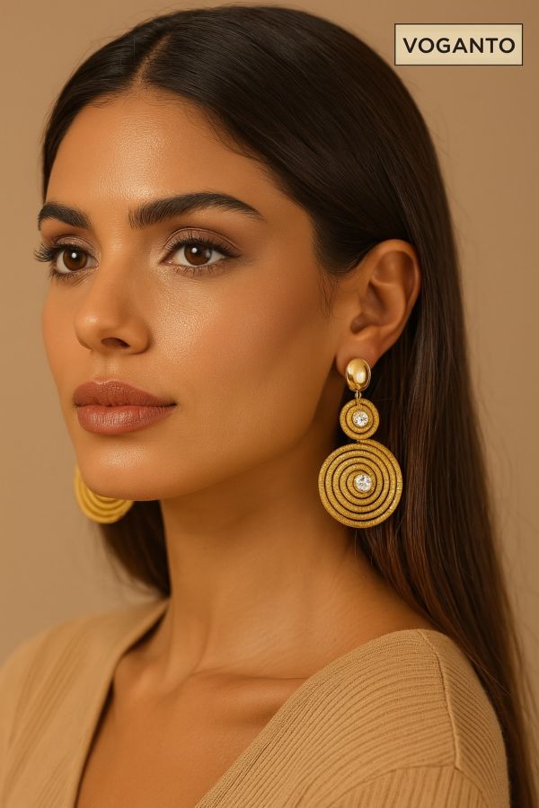 ORECCHINI AUREA IN ORO VEGETALE ZIRCONI CAPIM DOURADO CON SCATOLA C