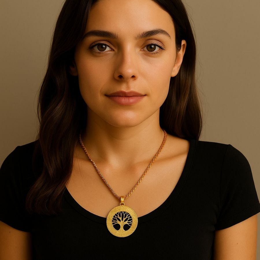 COLLANA AUREA ALBERO DELLA VITA CAPIM DOURADO TRECCIA CM 30