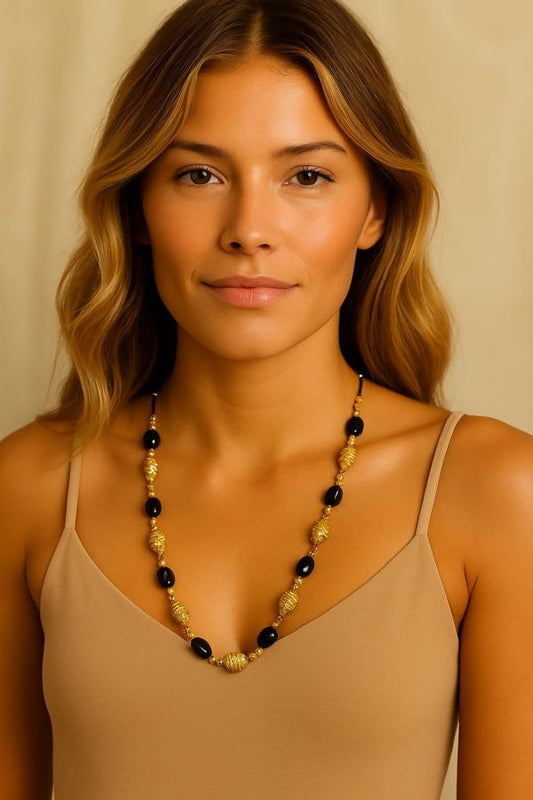 COLLANA AUREA CON TORMALINA - CAPIM DOURADO CM 38 CON SCATOLA