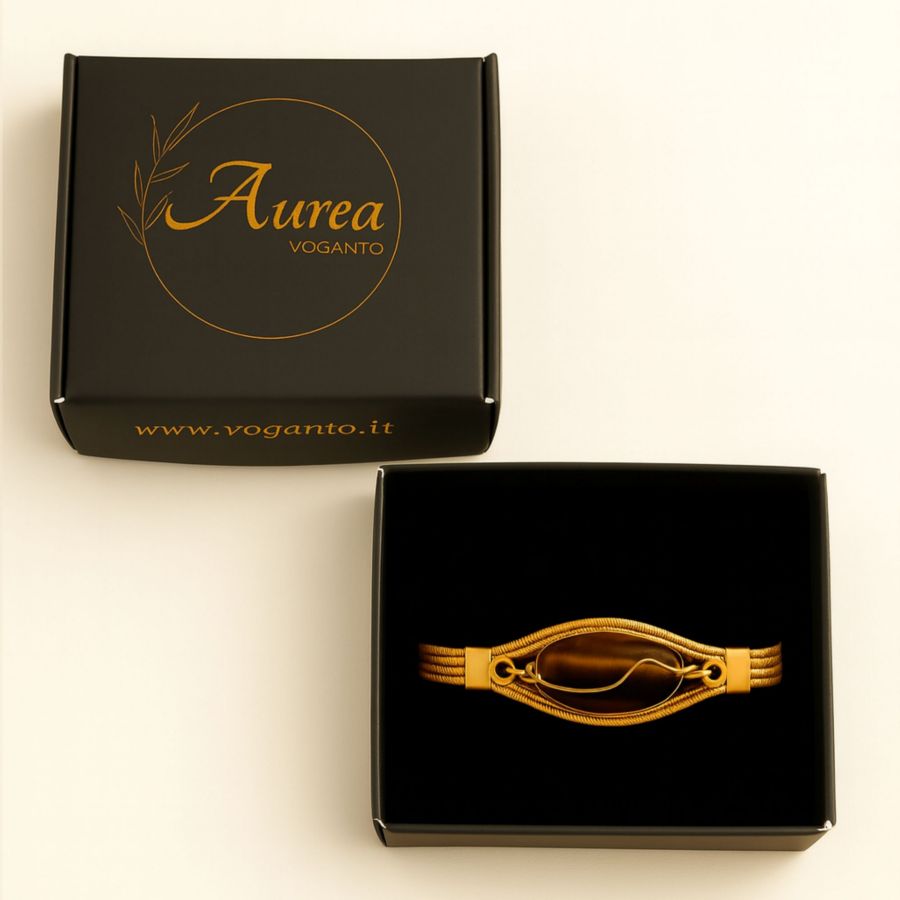 BRACCIALE AUREA - CAPIM DOURADO OCCHIO DI TIGRE - CM 16X0,50 CON SCATOLA