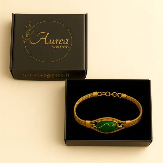 BRACCIALE AUREA - CAPIM DOURADO AVVENTURINA VERDE - CM 16X0,50 CON SCATOLA