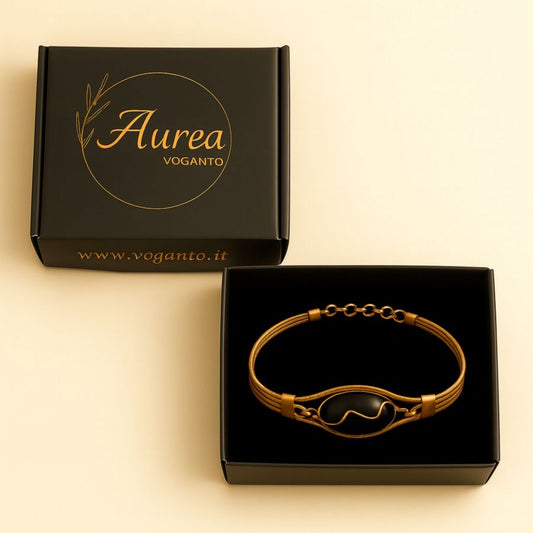 BRACCIALE AUREA - CAPIM DOURADO TORMALINA CENTRALE - CM 16X0,50 CON SCATOLA