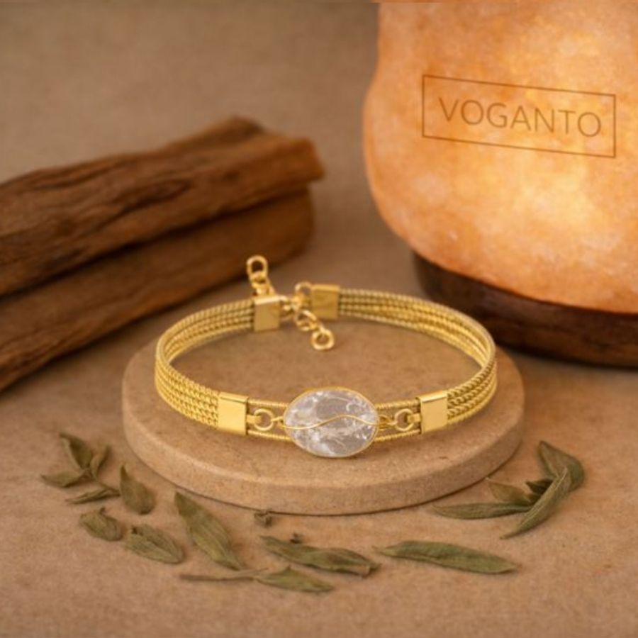 BRACCIALE AUREA - CAPIM DOURADO CON CRISTALLO DI ROCCA SCATOLA INCLUSA