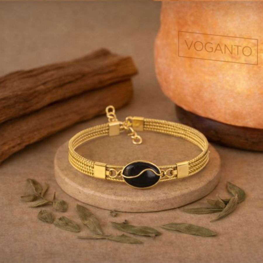 BRACCIALE AUREA - CAPIM DOURADO CON TORMALINA NERA CENTRALE CON SCATOLA