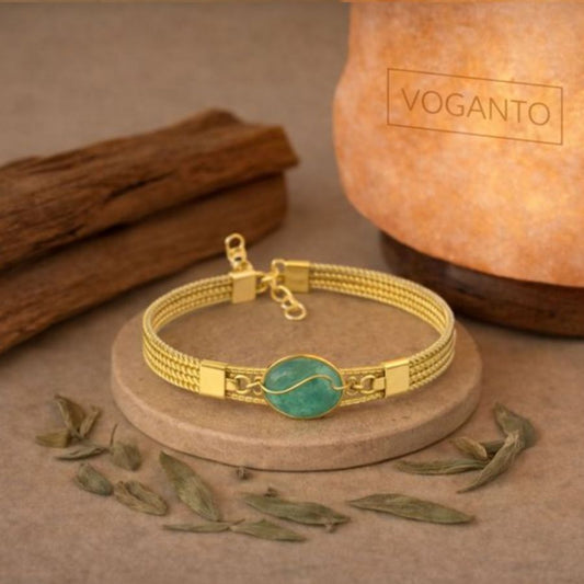 BRACCIALE AUREA - CAPIM DOURADO CON AVVENTURINA VERDE CENTRALE CON SCATOLA