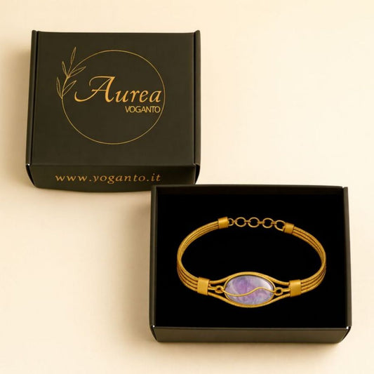 BRACCIALE AUREA - CAPIM DOURADO AMETISTA CENTRALE - CM 16X0,50 CON SCATOLA